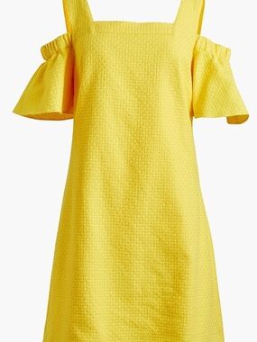 J. Crew Bright Yellow Cold-Shoulder Textured Sundress